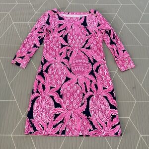 Lilly Pulitzer Pink Coco Safari Pineapple Ophelia Swing Dress Size XS